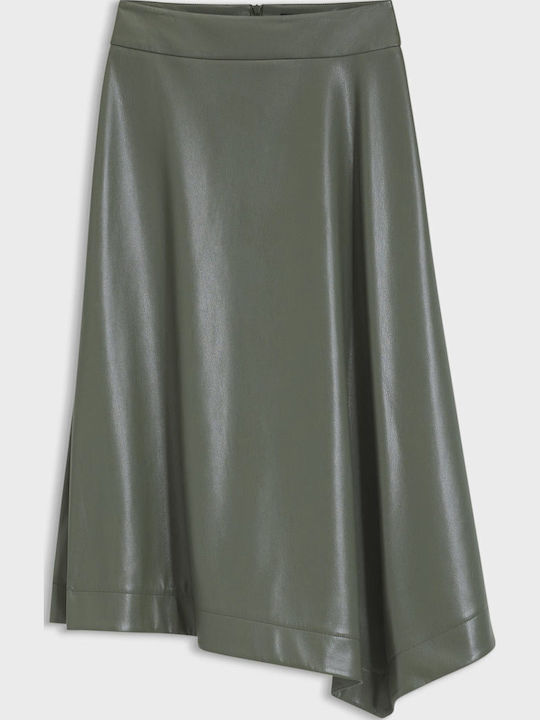 Leder Damenrock Olive