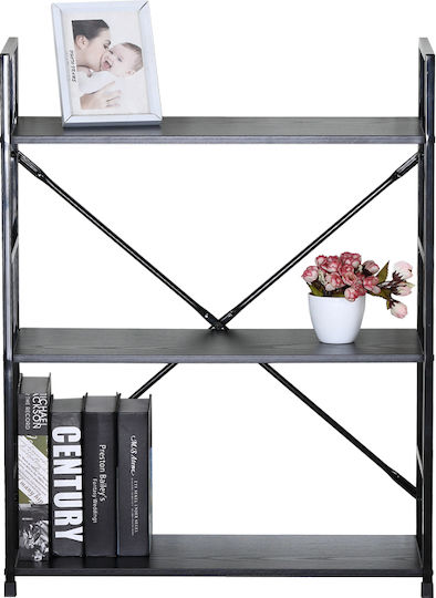 Βιβλιοθήκη Manlo Μαύρο 58.6x23.5x80εκ.