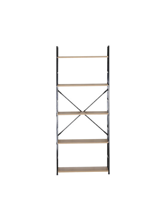 Βιβλιοθήκη Manlo Μαύρο 58.6x23.5x144εκ.