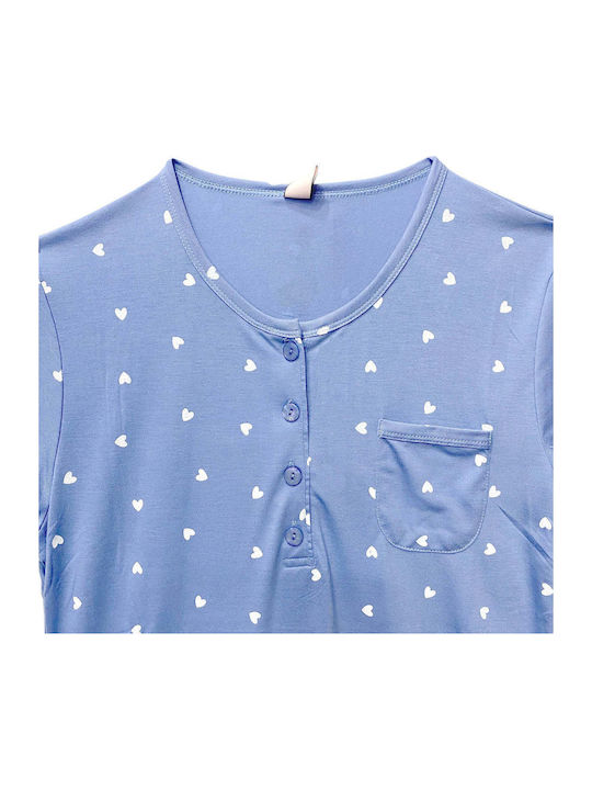 Ansin Sommerliches Damen-Nachthemd Blau