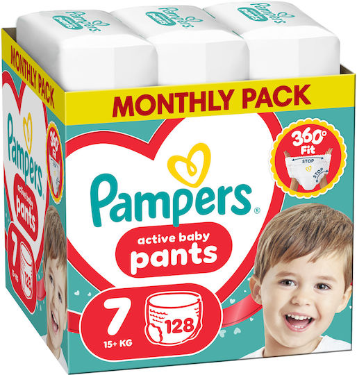 Pampers Windelhosen Active Baby Pants Monatspackung Nr. 7 für 15+kg 128 Stück