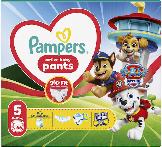 Pampers Πάνες Βρακάκι Paw Patrol No. 5 για 12-17kg 66τμχ