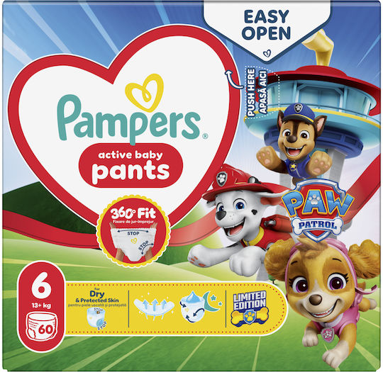 Pampers Πάνες Βρακάκι Paw Patrol No. 6 για 14-19kg 60τμχ