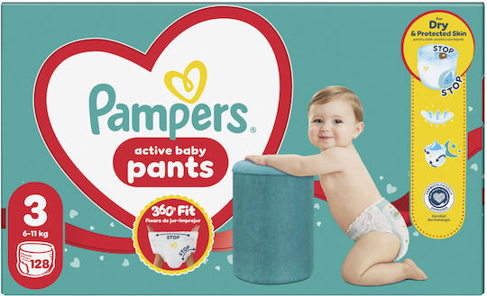 Pampers Πάνες Βρακάκι Pants No. 3 για 6-11kg 128τμχ