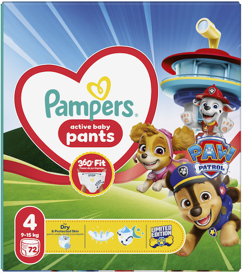 Pampers Πάνες Βρακάκι Paw Patrol No. 4 για 9-15kg 72τμχ