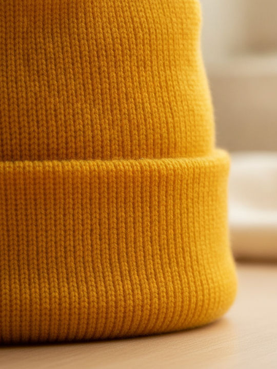 Beanie Unisex Beanie Knitted in Gold Colour