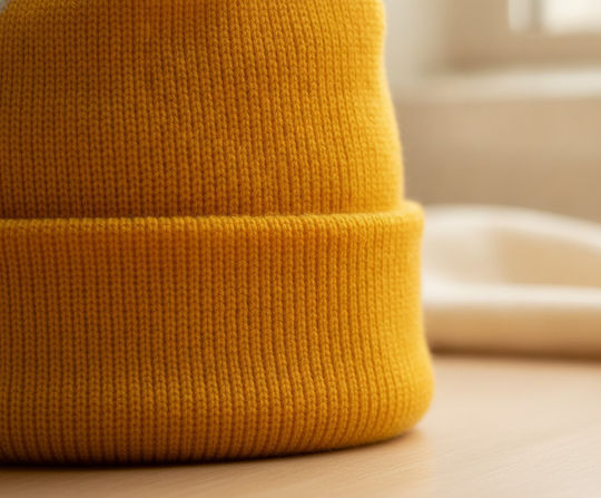 Beanie Unisex Σκούφος Πλεκτός σε Χρυσό χρώμα