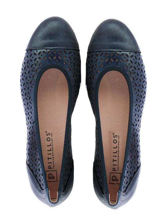 Leather Heels With Low Heel Blue