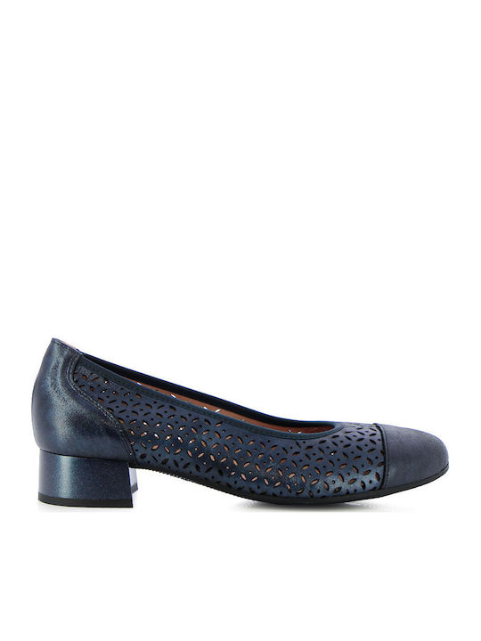Leather Heels With Low Heel Blue