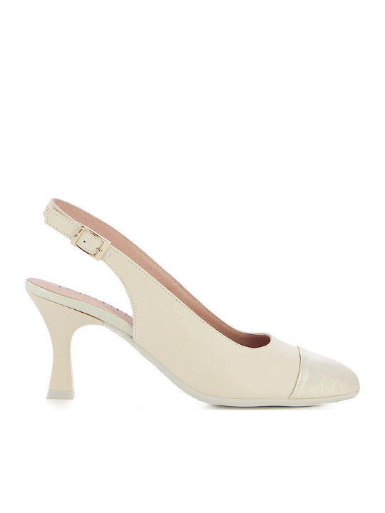 Leather Heels With Medium Gold Heel