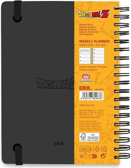 Grupo Erik Dragon Ball Schule Wöchentlicher Akademischer Planer A5 2026/27 14,8x21cm