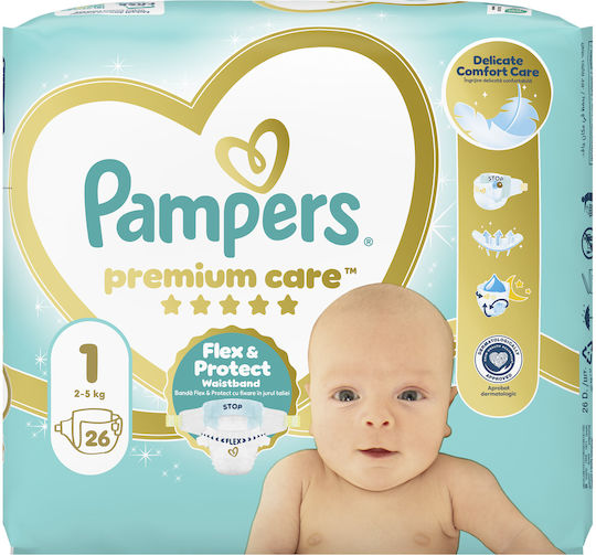 Pampers Πάνες με Αυτοκόλλητο Premium Care No. 1 για 2-5kg 26τμχ