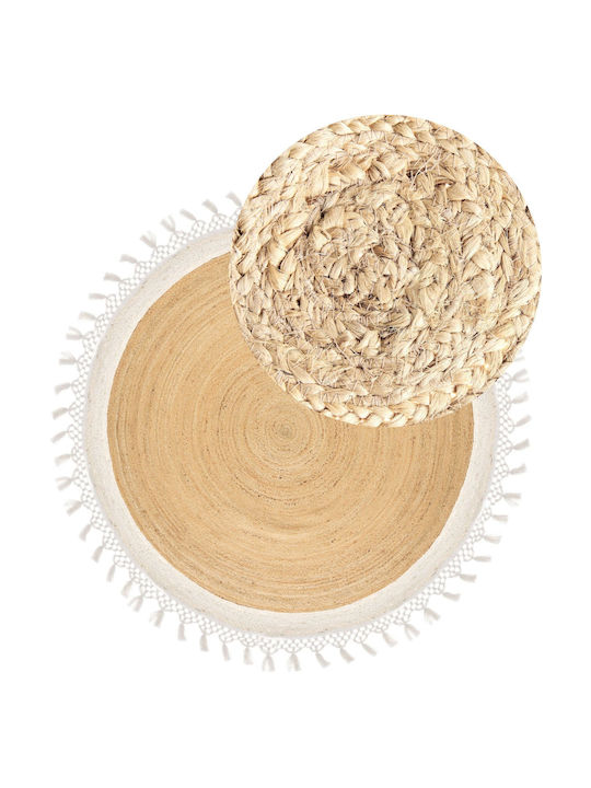 Beliani Marts Round White Rug Φ200cm