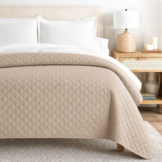 Astron Italy Κουβερλί Υπέρδιπλο Βαμβακερό Beige 220x240cm