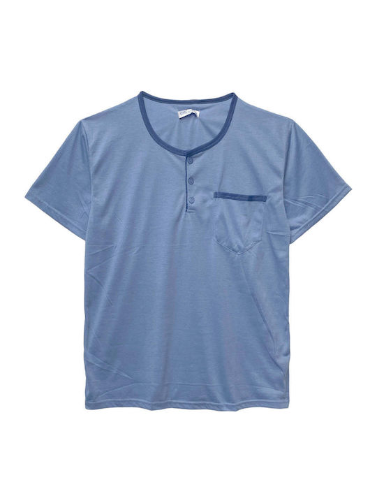 Ansin Sommer Herrenpyjama Baumwollene Blauer