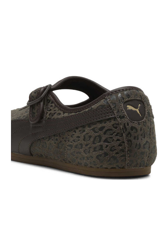Women's Ballerina Shoes with Strap in Gold Colour