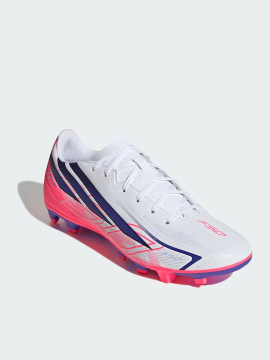 adidas F50 Hyperfast Club FG/MG Football Shoes with Cleats White