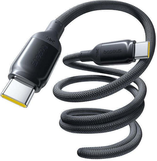 Baseus Плетен кабел USB-C мъжки - USB-C 240W PD Черен 2m E0423301