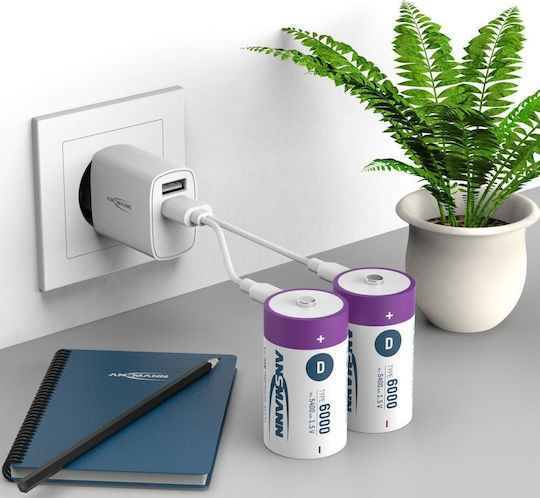 Ansmann Wiederaufladbare Batterien D Li-Ion 5400mAh 1,5V 2 Stück