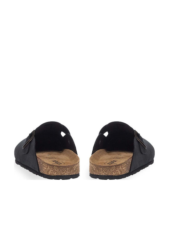 Parex Damen Leder Holzschuhe Schwarz