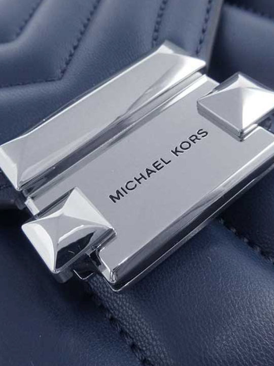 Michael Michael Δερμάτινη Γυναικεία Τσάντα Ώμου Navy Μπλε