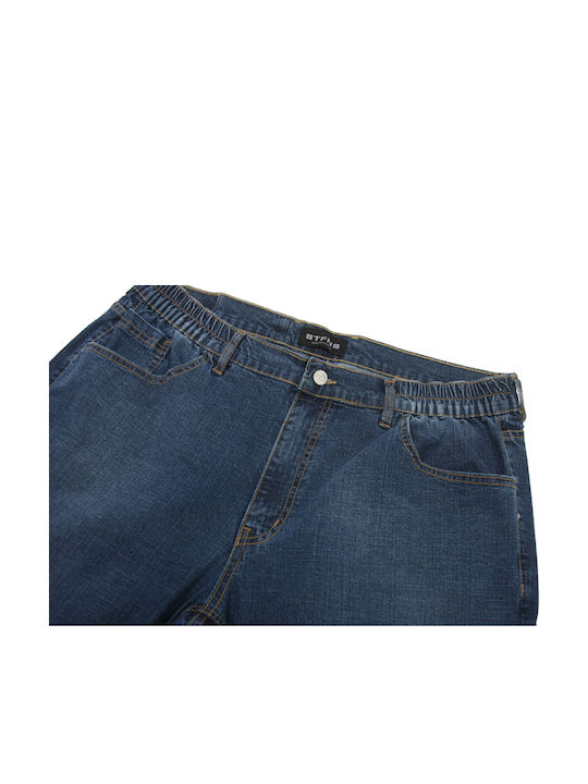 Men's Elastic Jeans Pants with Regular Fit Blue
