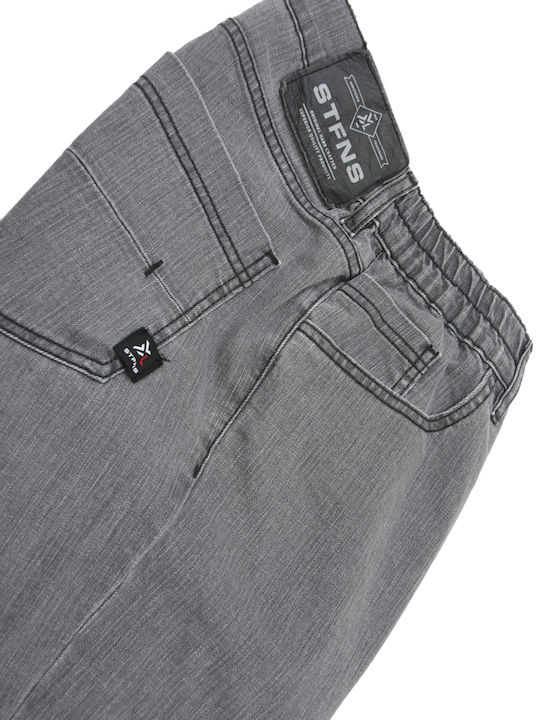 Men's Elastic Jeans Pants with Regular Fit Grey