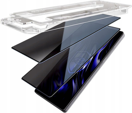 3mk Set 2 Anti-spy Tempered Glass Screen Protectors Galaxy S25 Applicator Transparent Black