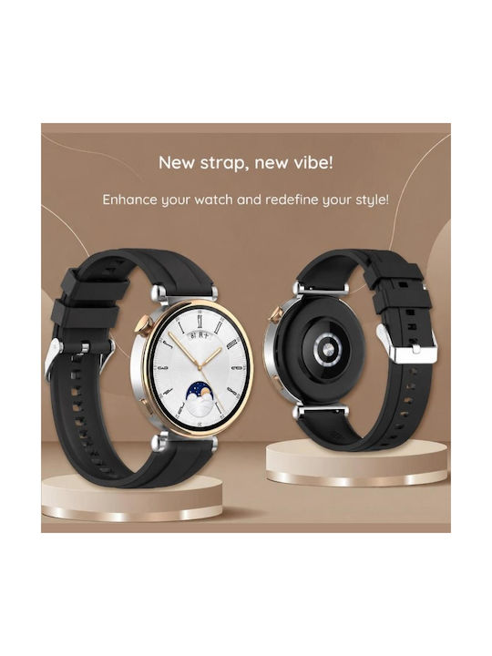 Techsuit Tragbare Bänder 18mm Huawei Watch GT4 41mm W1 Honor Watch S1 Garmin Venu 2s Vivoactive 4s Silikon Schwarz