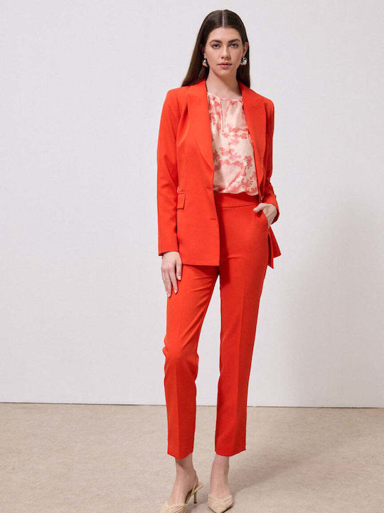 Enzzo Damen Tailliertes Blazer Tomato