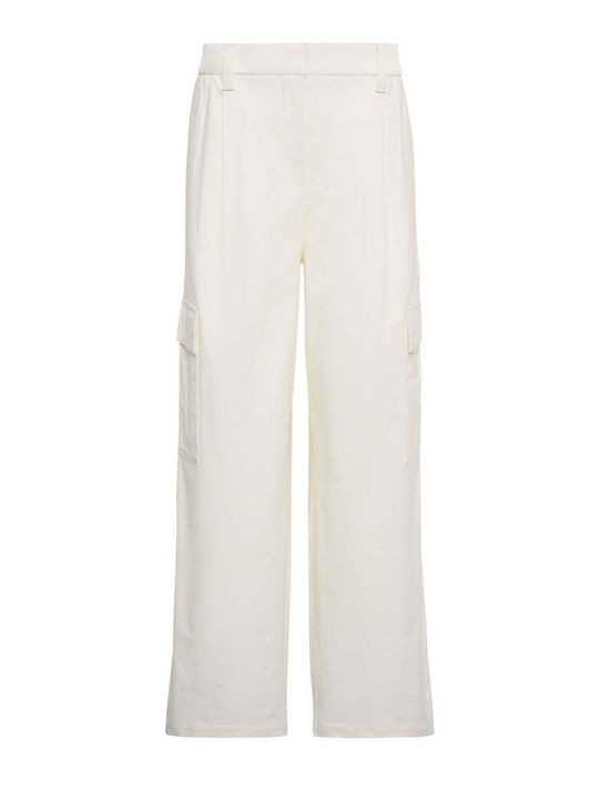 Damen Stoff Fracht Hose Weiß