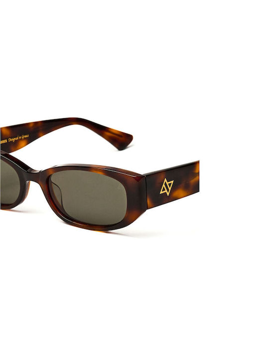 AV Sunglasses Noemie Unisex Sonnenbrillen mit Braun Horn umrandetem Rahmen und Braunen Gläsern