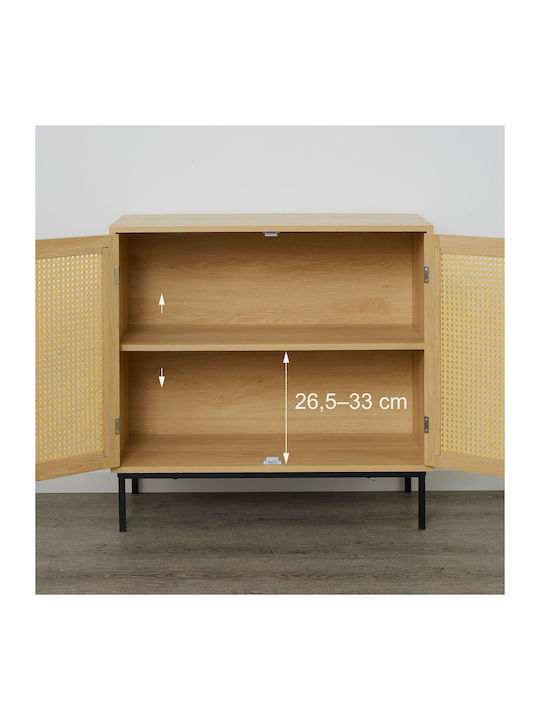 Bufet cu sertare maro deschis/negru 76x35x80cm