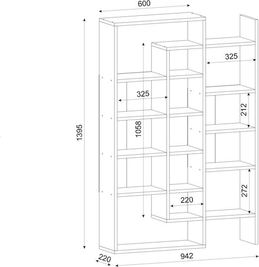 Bibliotecă Geo Whitespace Alb 94.2x22x139.5cm UUBIB44 Bibliotecă Geo Whitespace Alb 94.2x22x139.5cm UUBIB44