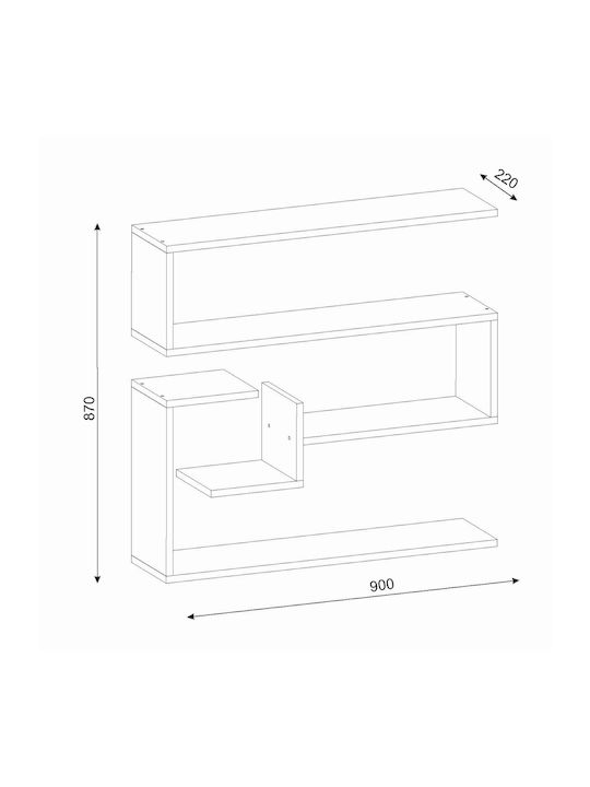 Ράφι Τοίχου Cream 90x22x87εκ.