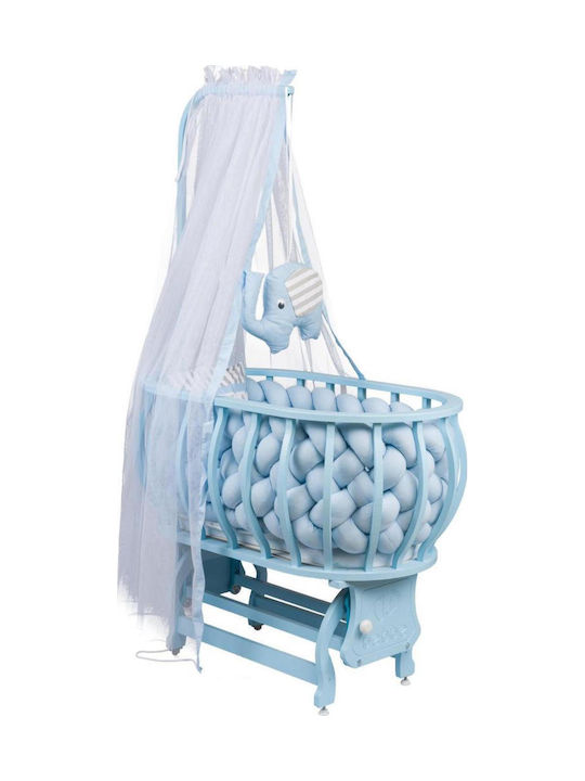 SteweHome Blue Baby Crib with Mattress