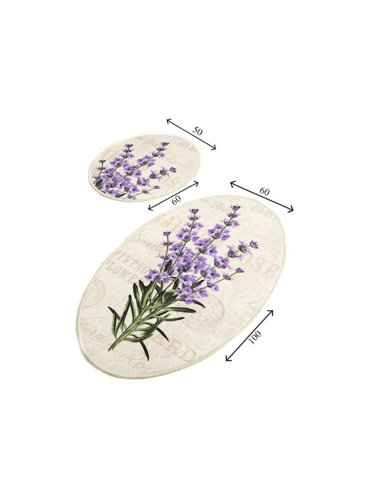 Chilai Home Set Antiderapant Covoare De Baie Microfibra Oval Lavandă 2 Bucăți
