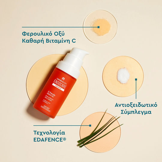 Cantabria labs Endocare Radiance C Ferulic Serum gel. Εντατικός αντιγηραντικός ορός με 5% καθαρή Βιταμίνη C, Φερουλικό οξύ και πατενταρισμένη τεχνολογία EDAFENCE.
