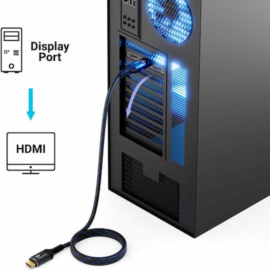 DeleyCON MK5761 Кабел DisplayPort мъжки - HDMI мъжки 5m Черен