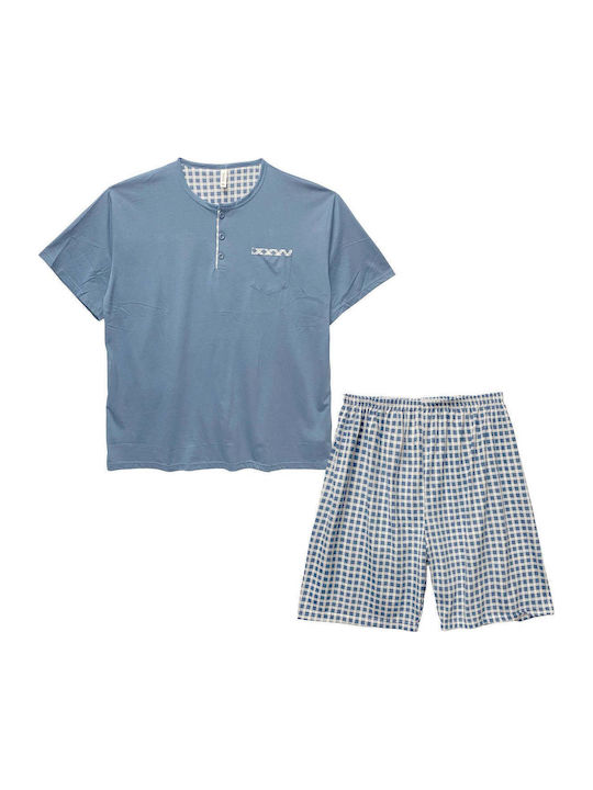 Ansin Sommer Herrenpyjama Baumwollene Blaue