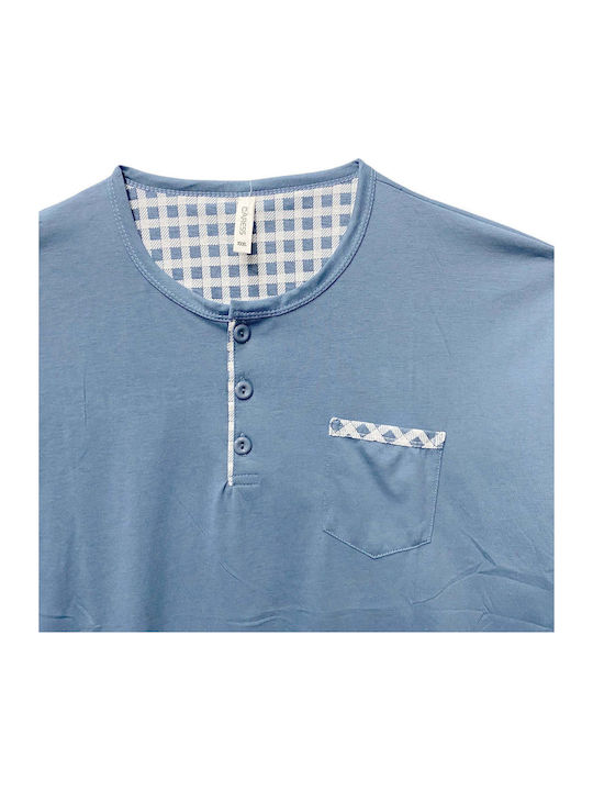 Ansin Sommer Herrenpyjama Baumwollene Blaue