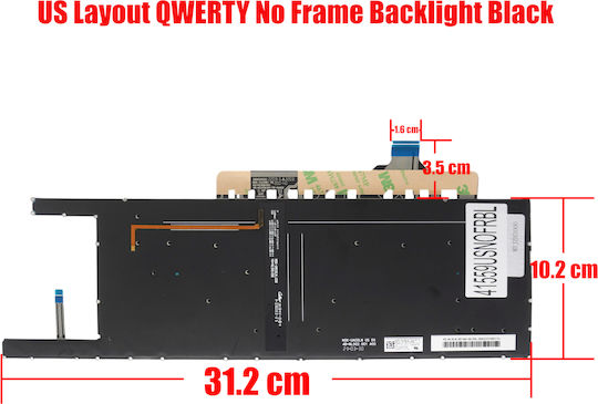 Laptop Keyboard Asus Zenbook Pro 14 Duo Ux8402 Ux8402v Ux8402vv Ux8402vu Ux8402ze Ux8402za 90nb0x82-r30us0 Nsk-uac001 9z.nl5bu.001 0knb0-462hus00 9kn1-f11us13 Us Without Frame Backlit Black Code 41559usnofrbl
