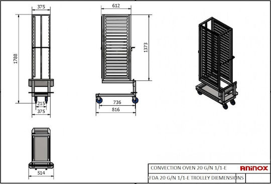 Aninox Three-Phase Electric Oven with Steam 31kW FDA-20-G/N-1/1-E-A