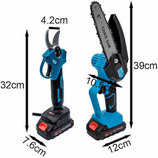 SPV SPV-T959-FF Chainsaw & Pruning Shear Set 48V with 2 Batteries and Case
