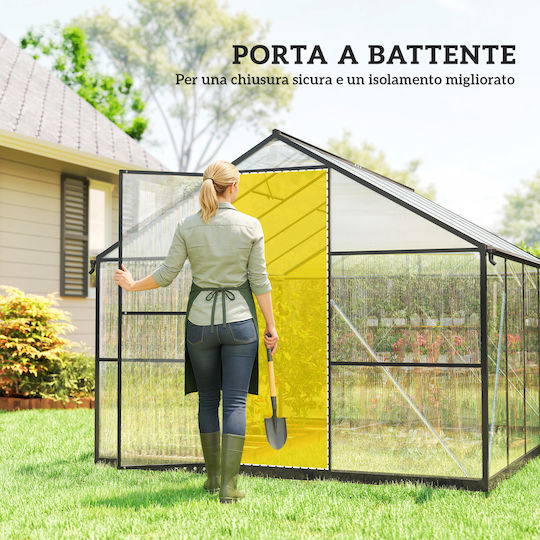 Outsunny 84H-667V01BK Seră cu Cadru din Aluminiu 34x2.47x25m