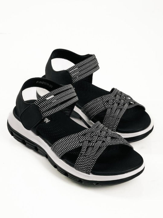 Damen Flache Sandalen Schwarz
