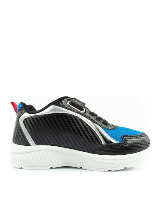 Παιδικά Sneakers Ανατομικά με Σκρατς & Φωτάκια Μαύρα
