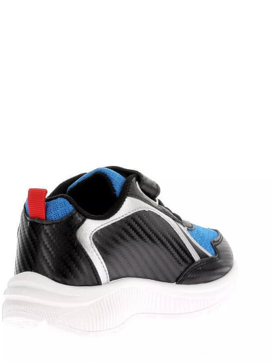 Παιδικά Sneakers Ανατομικά με Σκρατς & Φωτάκια Μαύρα