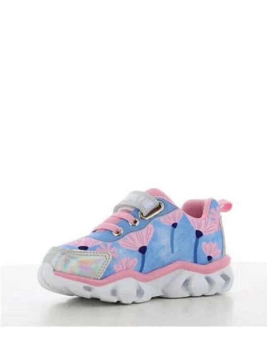 Kids Sneakers with Hoop & Loop Closure and Blue Lights