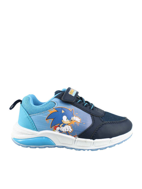 Kids Sneakers with Hoop & Loop Closure & Lights Blue